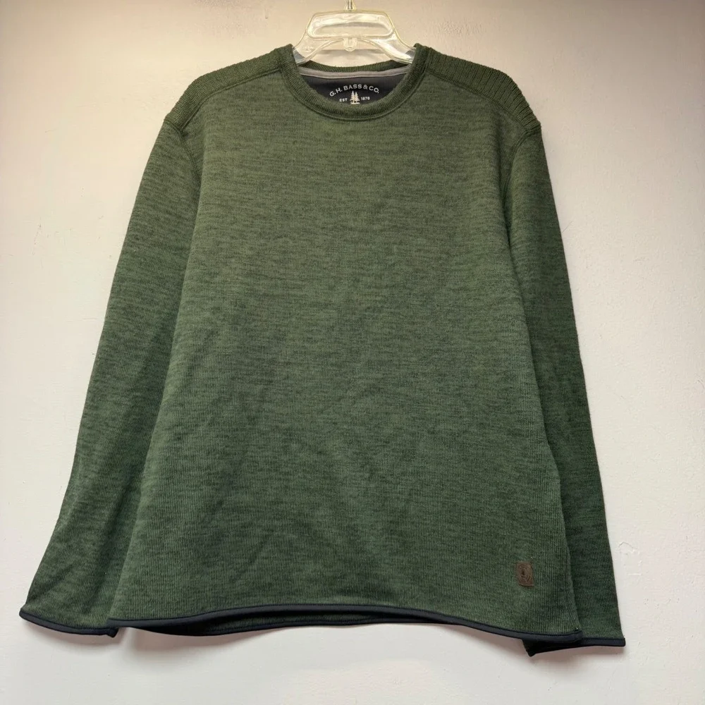 G.H. Bass & Co. Sweater Mens Large Green Excellent Marled Crewneck Knit 13667V